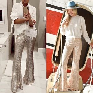 Times Square Champagne Sequin Flare Pants
